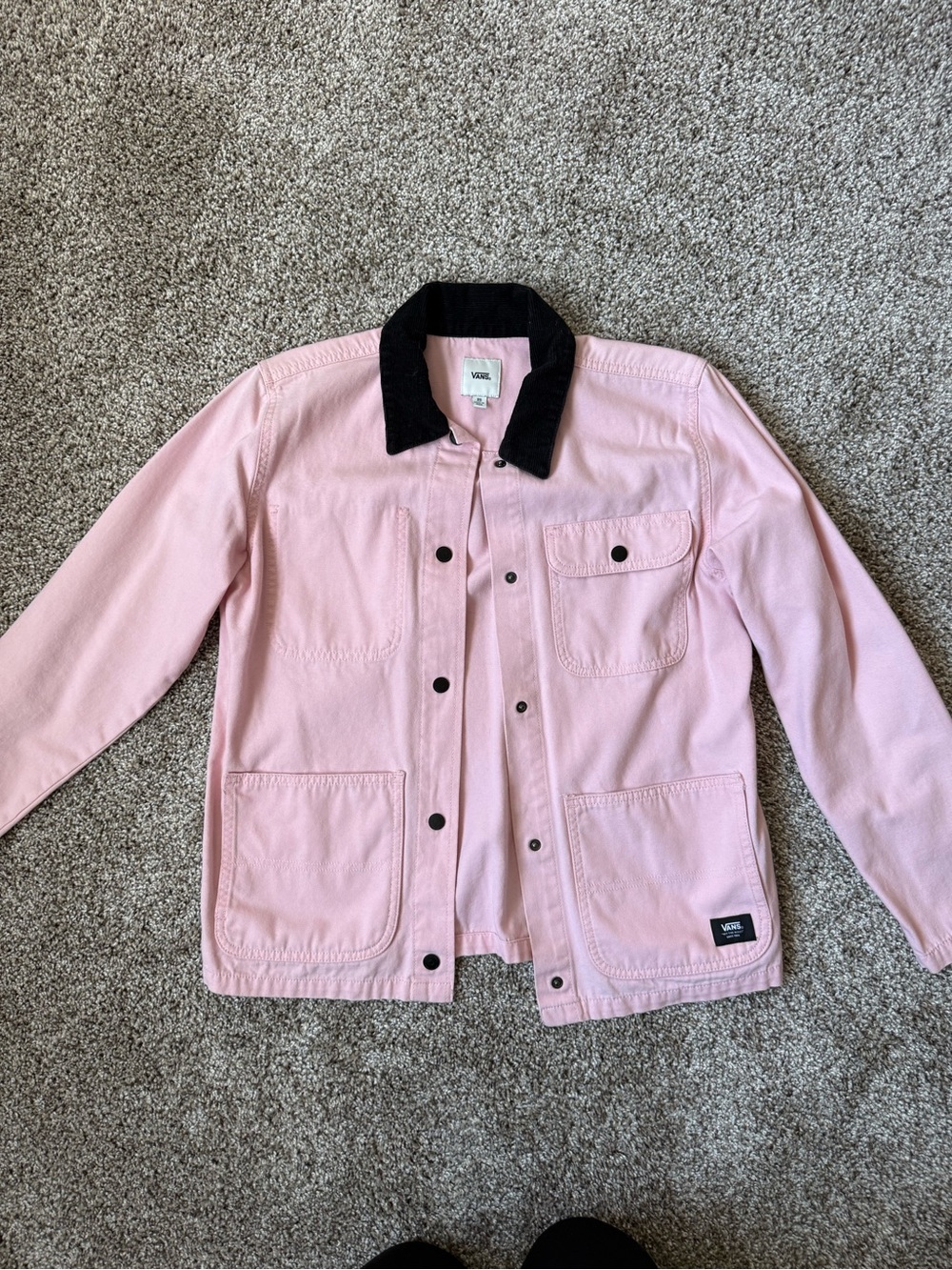 Vans Pink Canvas Chore Jacket with Black Corduroy Collar